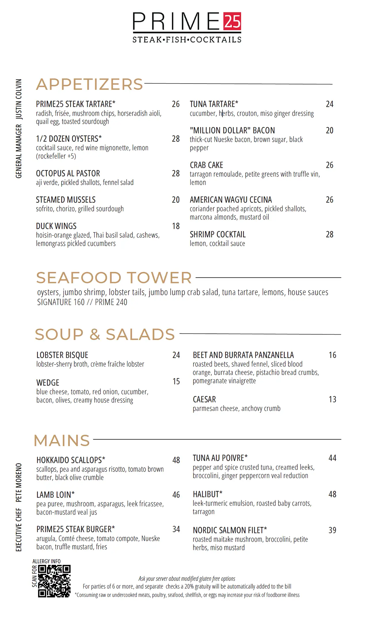 Best Steakhouse Food Menu Prime25 Steakhouse Menu Colorado Springs