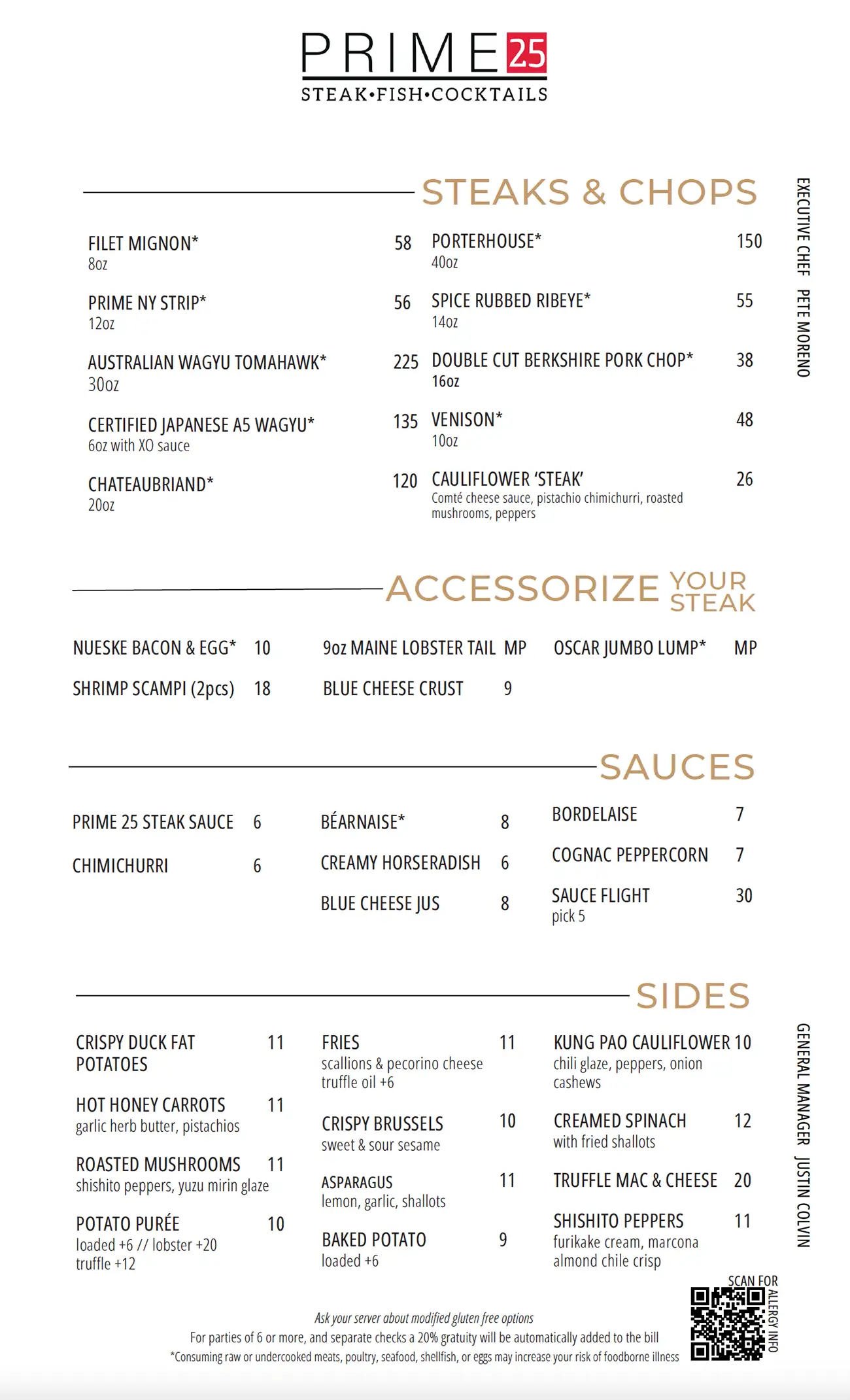 Best Steakhouse Food Menu Prime25 Steakhouse Menu Colorado Springs